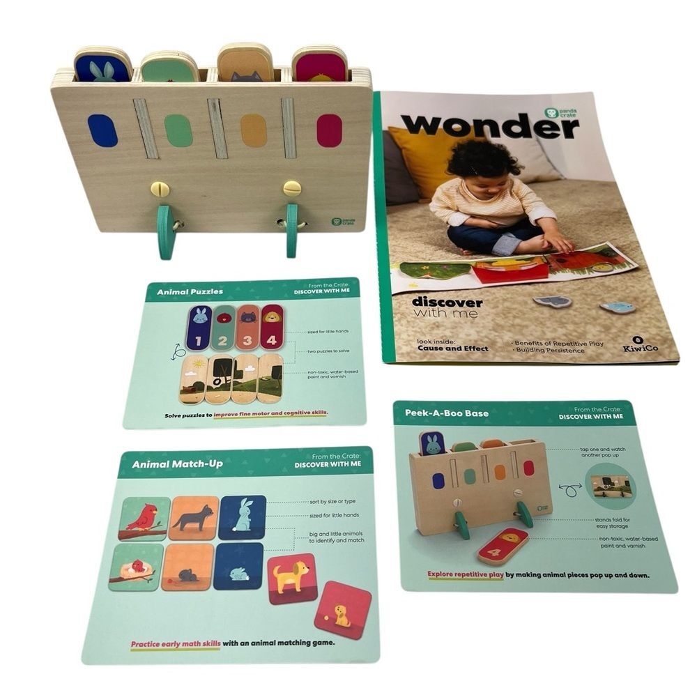 Kiwi Co Panda Crate Peek A Boo Animal Match Up Double Sided Puzzle